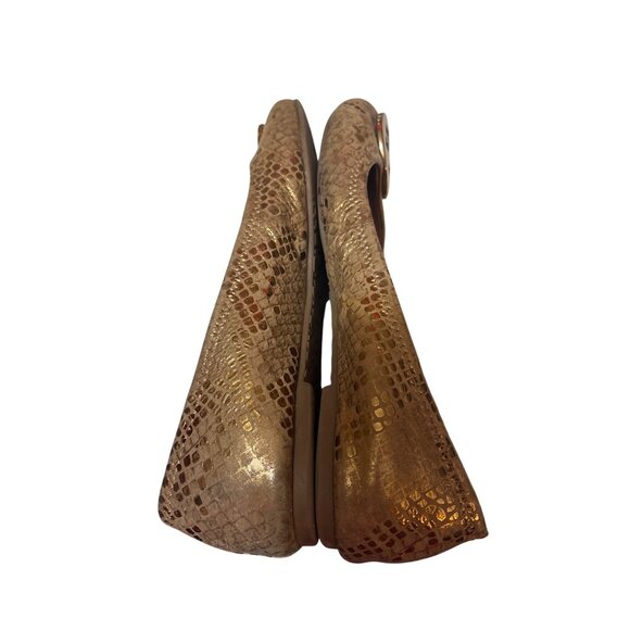 Tory Burch Gold Snake-Embossed Leather Ballet Flats Womens Size 7 - Picture 7 of 8